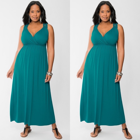 Lane Bryant Dresses & Skirts - Lane Bryant Teal Macrame Maxi Dress